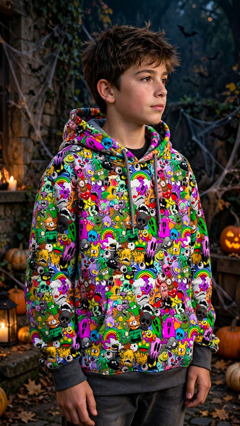 Oversize-Hoodie nähen: Halloween kann auch richtig bunt sein