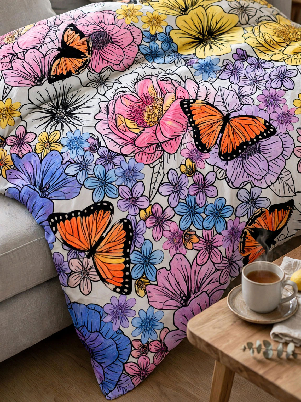 Ausmaldecke aus Stoff: Kreativ werden auf der Couch