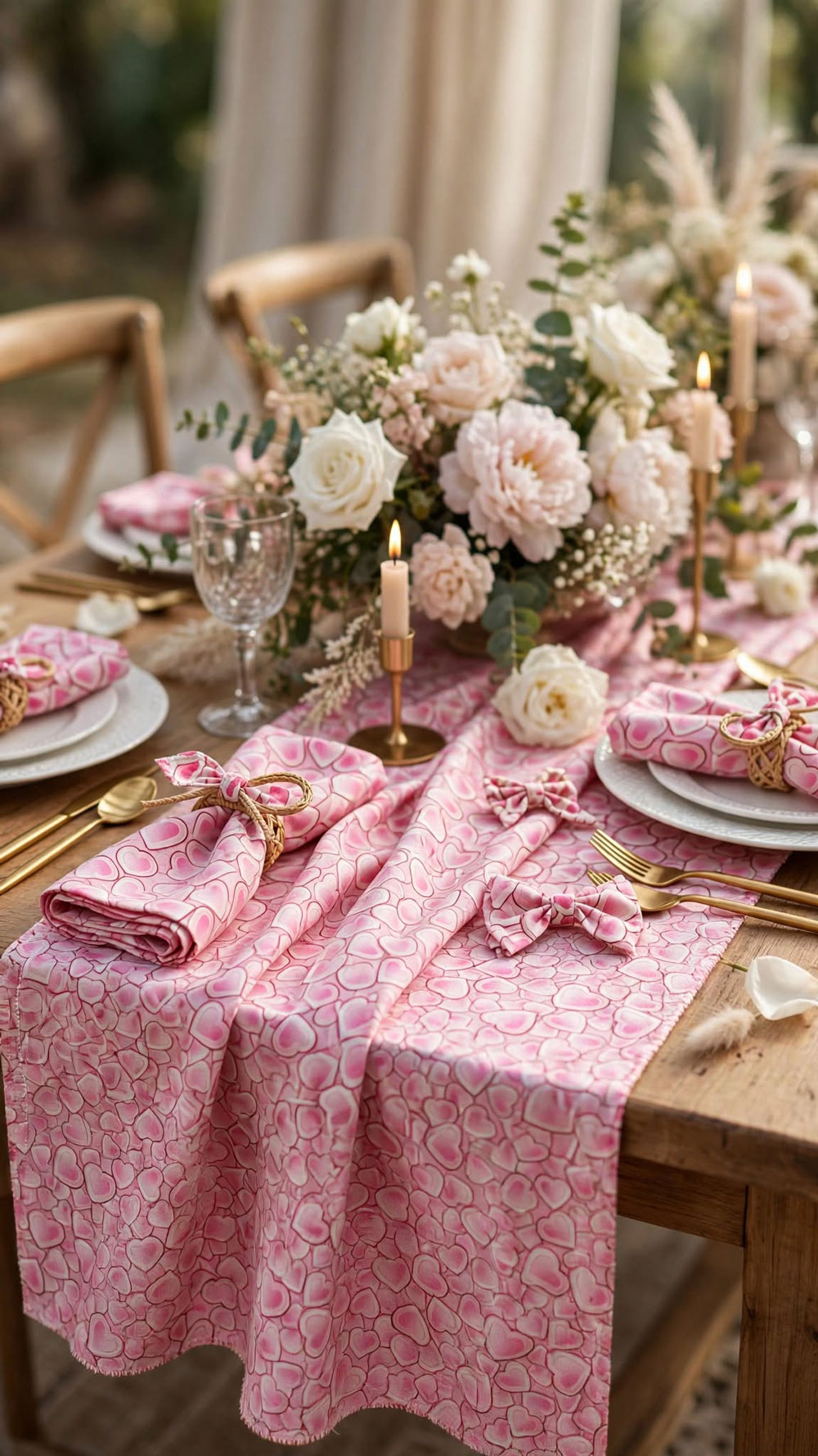 Romantische Tischdekoration für die Hochzeit