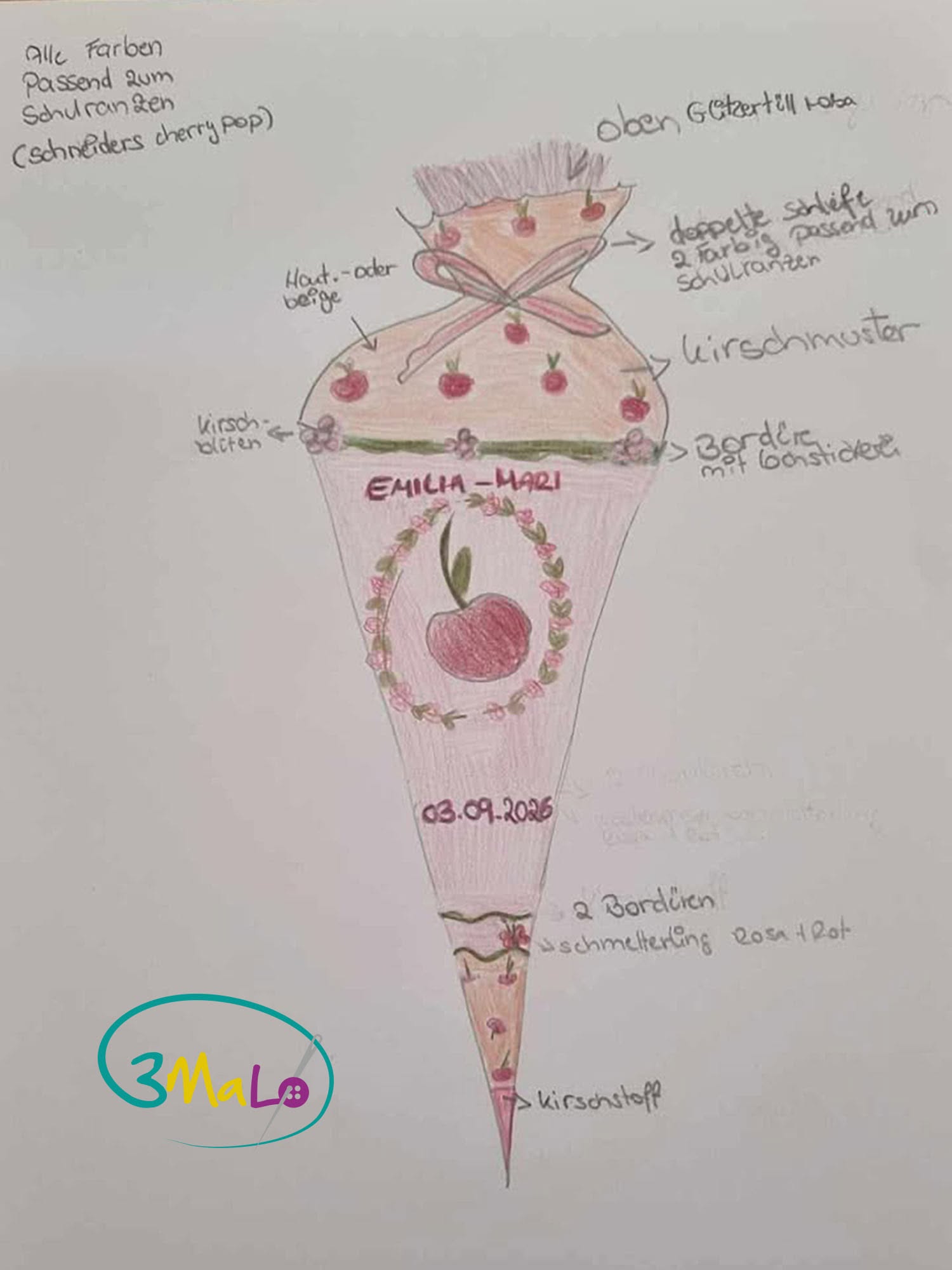 Individuelle Schultüte nach Skizzebei TriMaLo