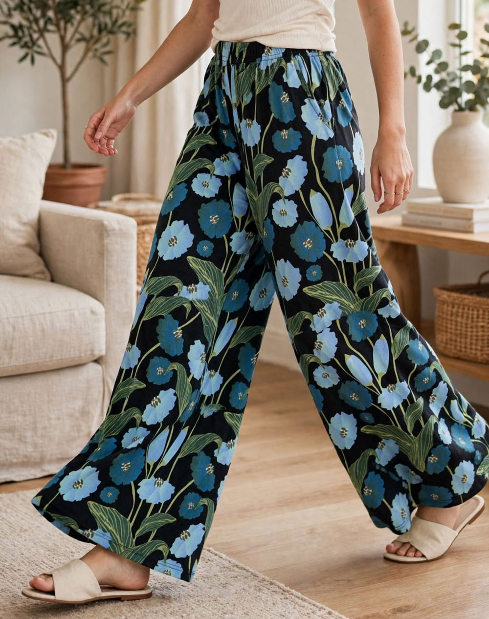 stoff.love: lässige Lounge Pants mit weitem Bein
